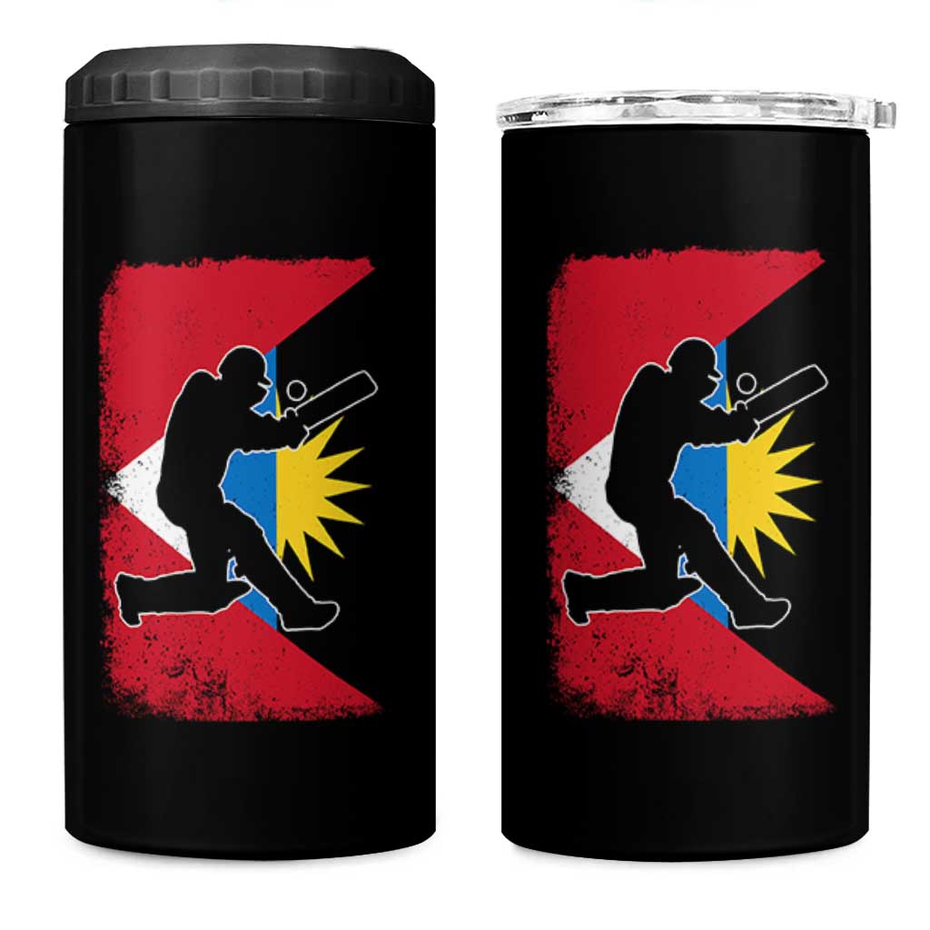 Antigua and Barbuda Cricket 4 in 1 Can Cooler Tumbler Retro Vintage Sport Antiguan Flag West Indies Cricket Fan