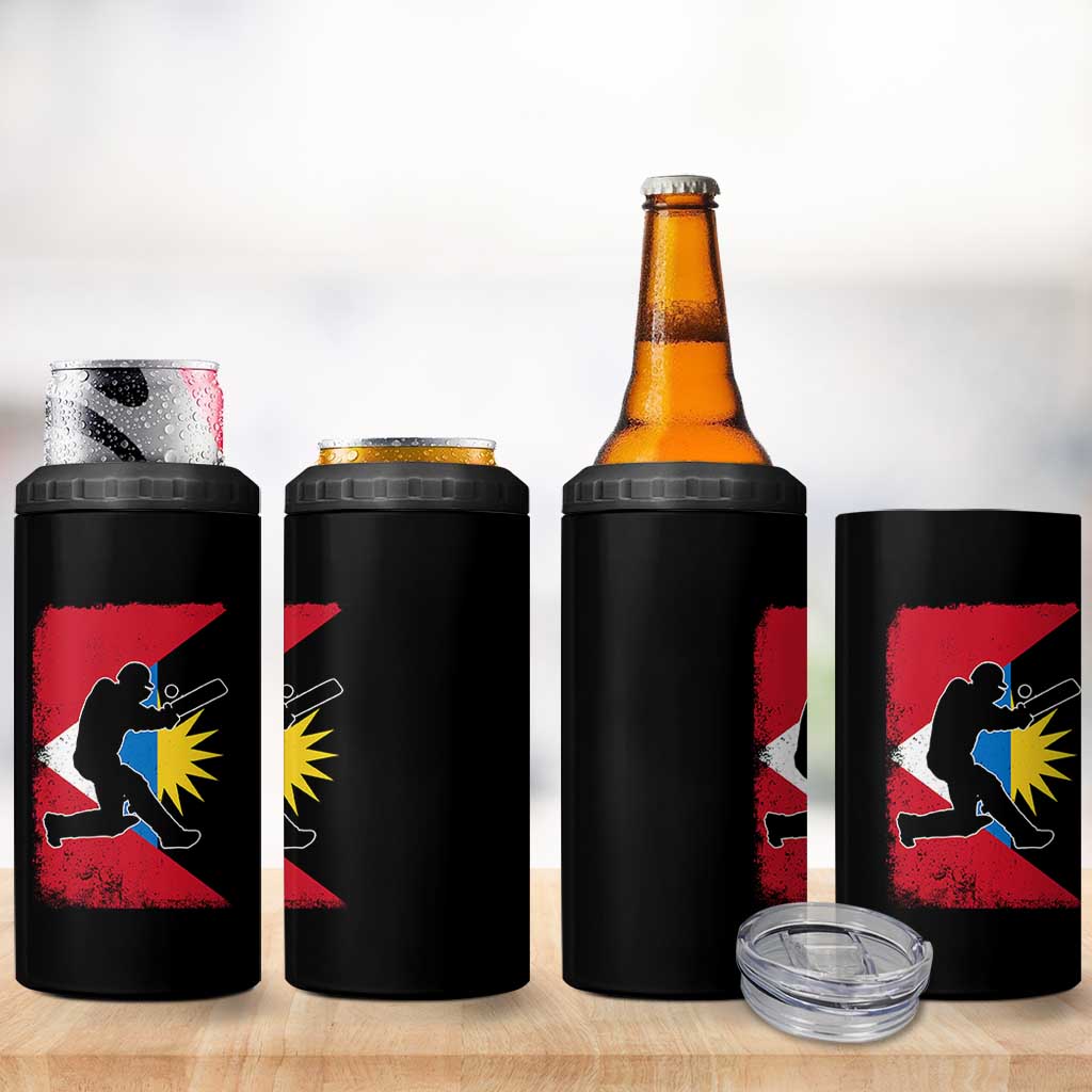 Antigua and Barbuda Cricket 4 in 1 Can Cooler Tumbler Retro Vintage Sport Antiguan Flag West Indies Cricket Fan