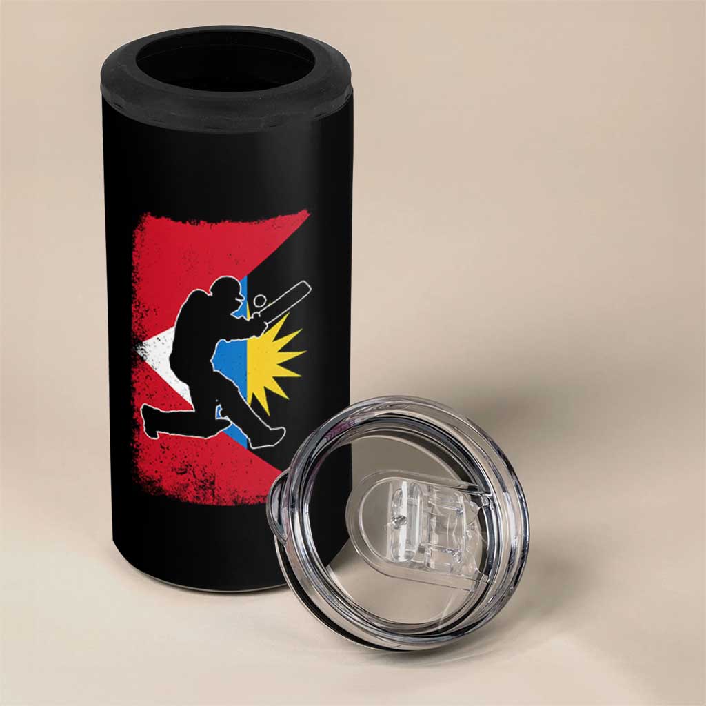 Antigua and Barbuda Cricket 4 in 1 Can Cooler Tumbler Retro Vintage Sport Antiguan Flag West Indies Cricket Fan
