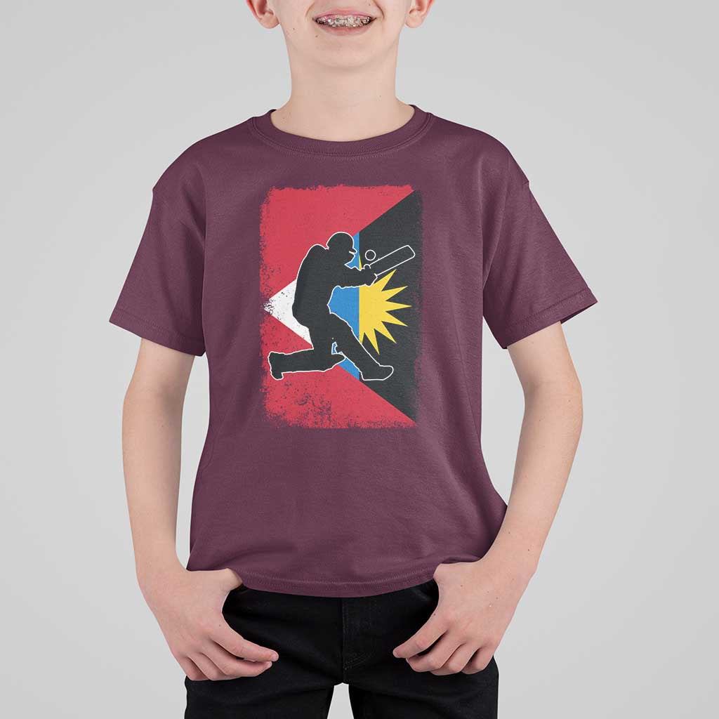 Antigua and Barbuda Cricket T Shirt For Kid Retro Vintage Sport Antiguan Flag West Indies Cricket Fan