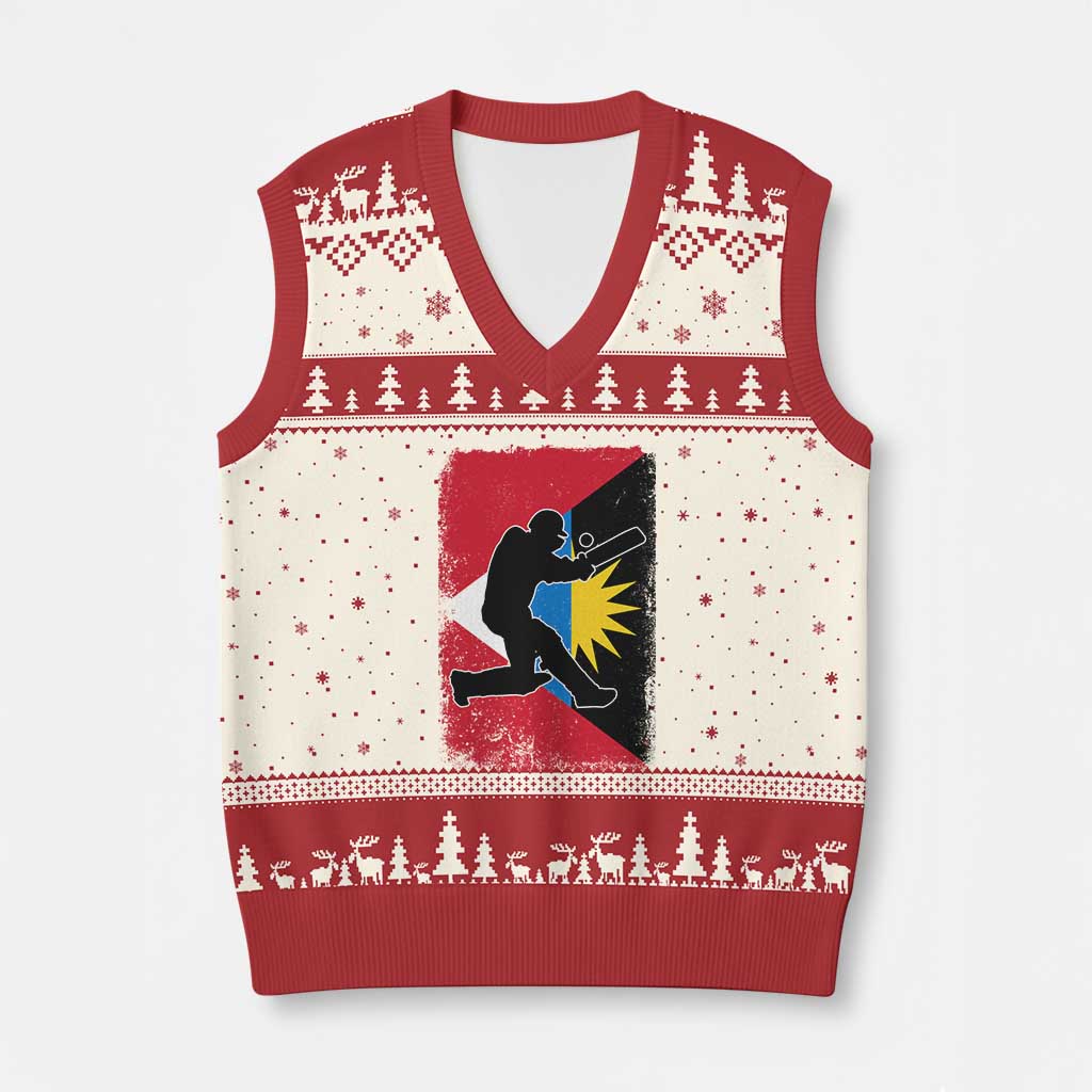 Antigua and Barbuda Cricket V-Neck Knit Sweater Vest Retro Vintage Sport Antiguan Flag West Indies Cricket Fan