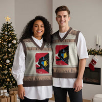 Antigua and Barbuda Cricket V-Neck Knit Sweater Vest Retro Vintage Sport Antiguan Flag West Indies Cricket Fan