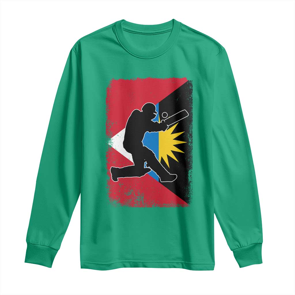 Antigua and Barbuda Cricket Long Sleeve Shirt Retro Vintage Sport Antiguan Flag West Indies Cricket Fan