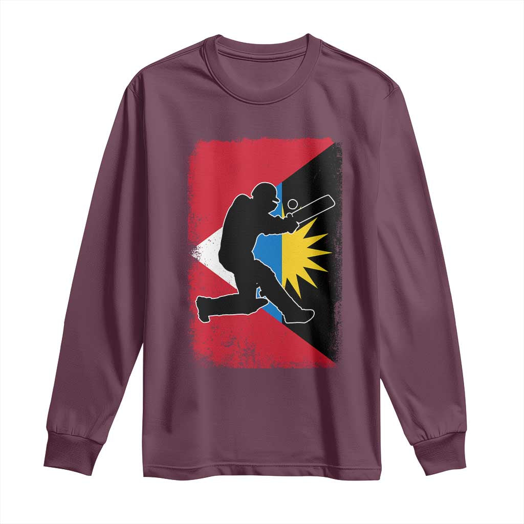 Antigua and Barbuda Cricket Long Sleeve Shirt Retro Vintage Sport Antiguan Flag West Indies Cricket Fan