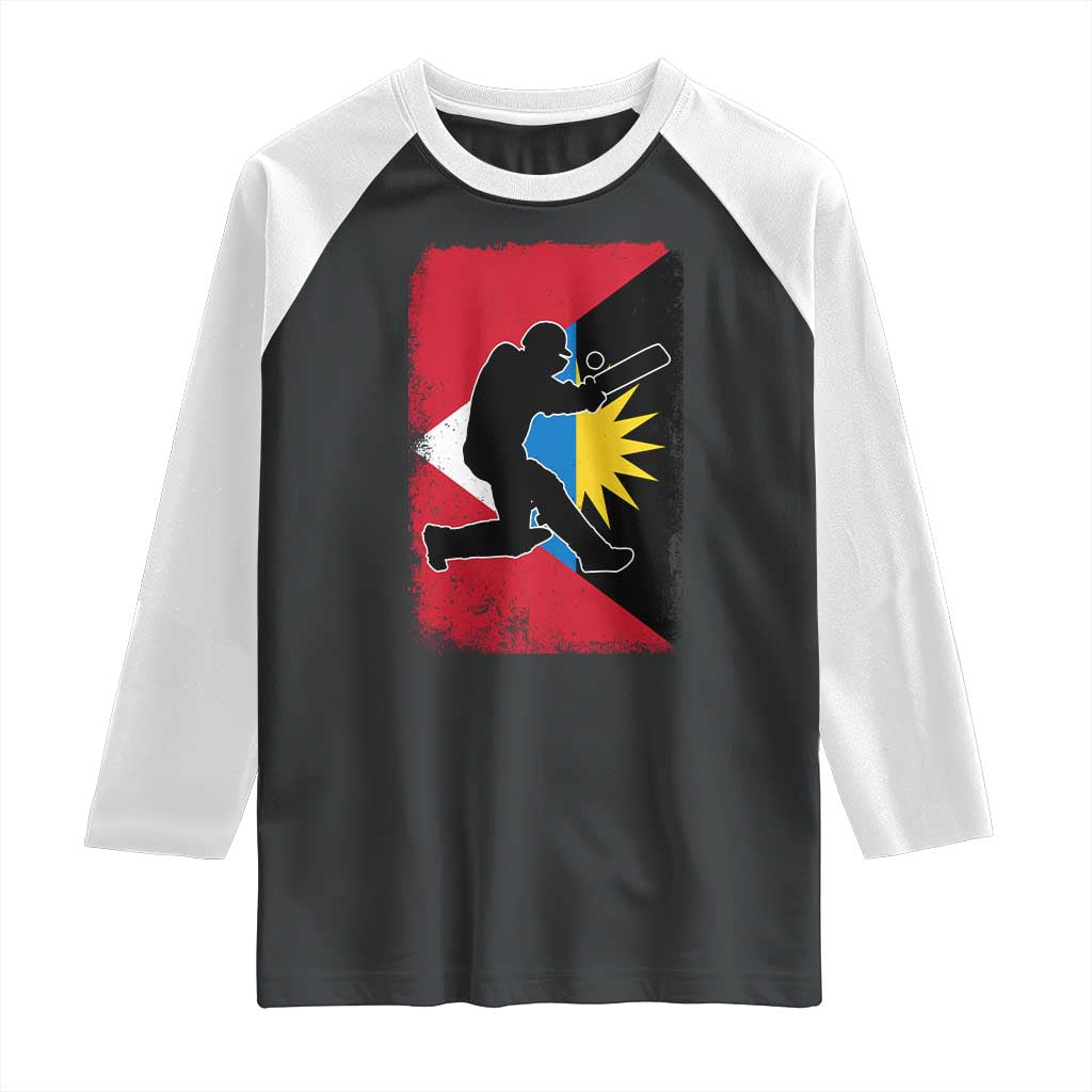 Antigua and Barbuda Cricket Raglan Shirt Retro Vintage Sport Antiguan Flag West Indies Cricket Fan