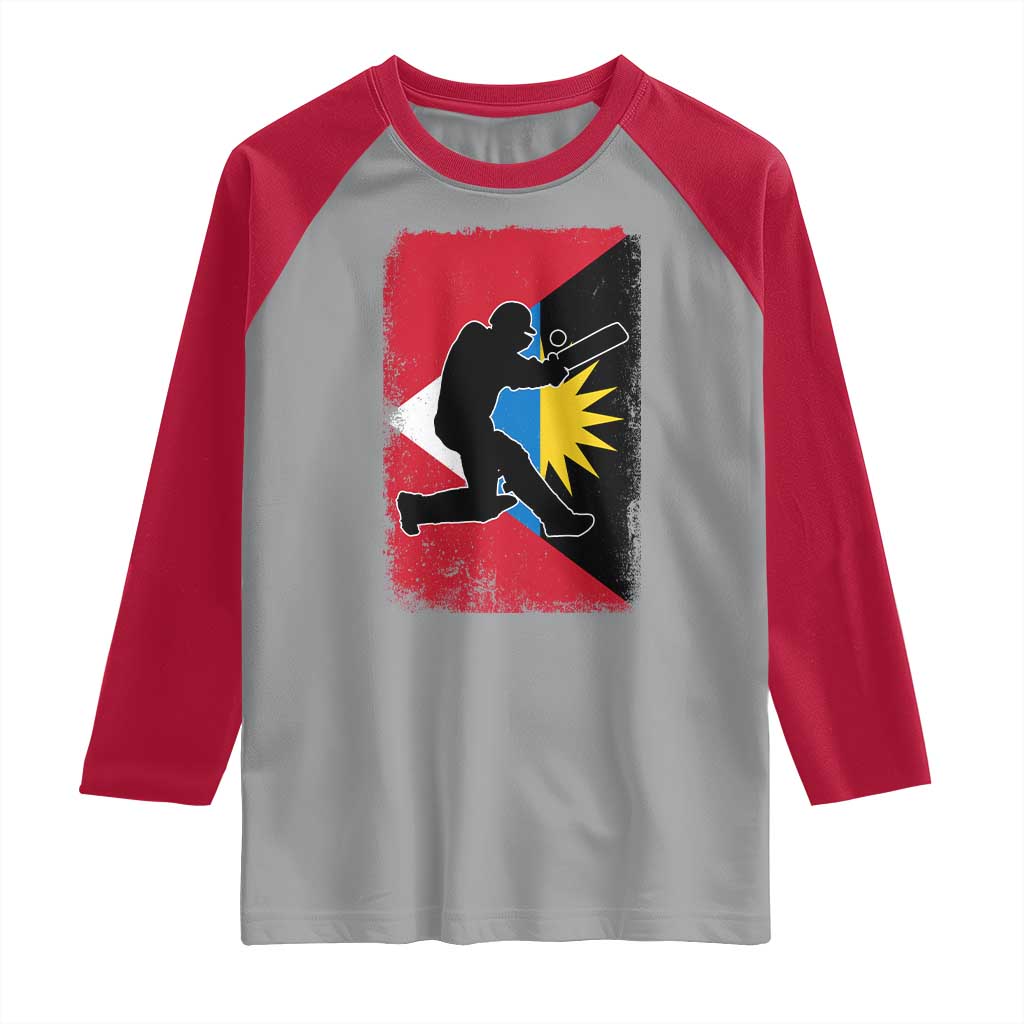 Antigua and Barbuda Cricket Raglan Shirt Retro Vintage Sport Antiguan Flag West Indies Cricket Fan