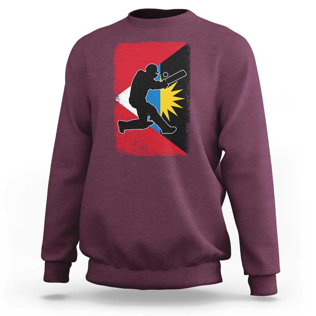 Antigua and Barbuda Cricket Sweatshirt Retro Vintage Sport Antiguan Flag West Indies Cricket Fan