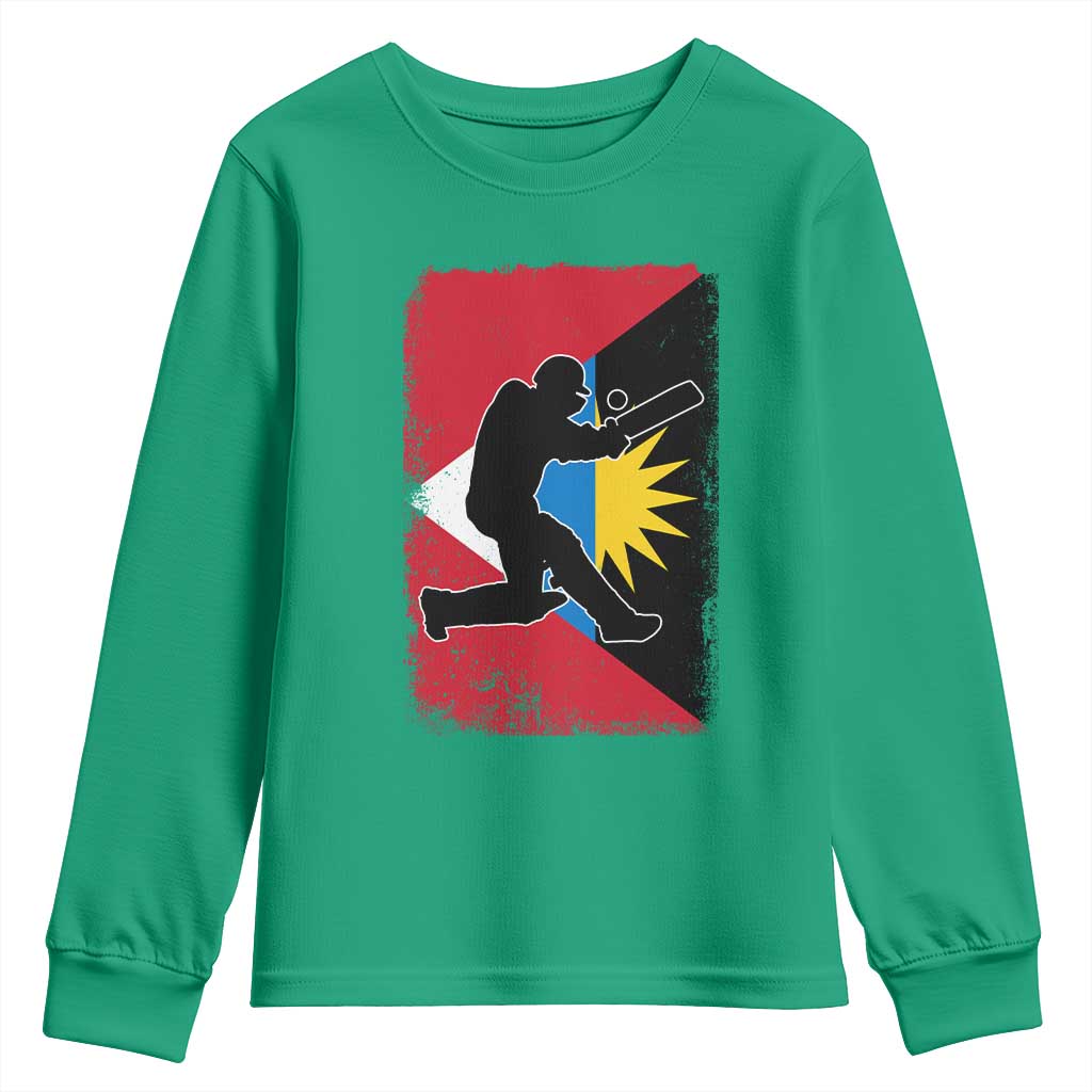 Antigua and Barbuda Cricket Youth Sweatshirt Retro Vintage Sport Antiguan Flag West Indies Cricket Fan
