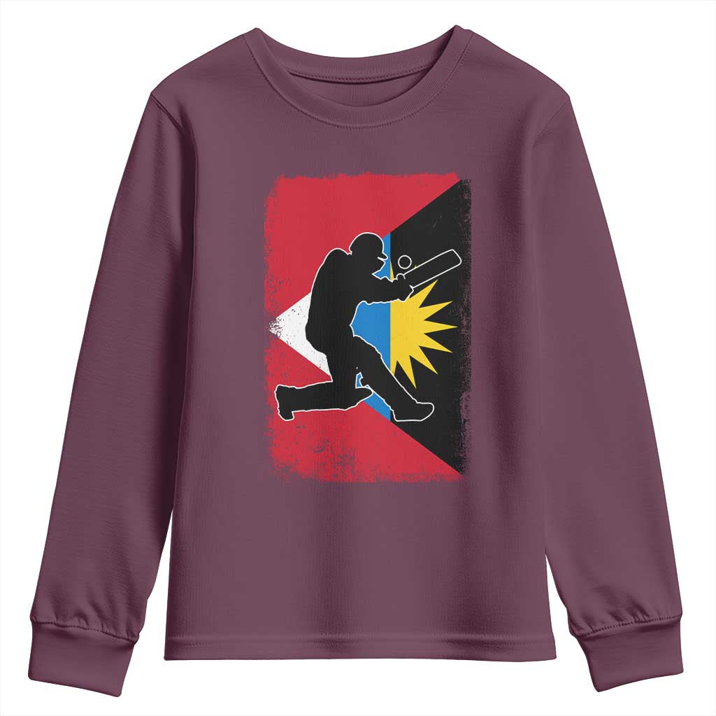 Antigua and Barbuda Cricket Youth Sweatshirt Retro Vintage Sport Antiguan Flag West Indies Cricket Fan
