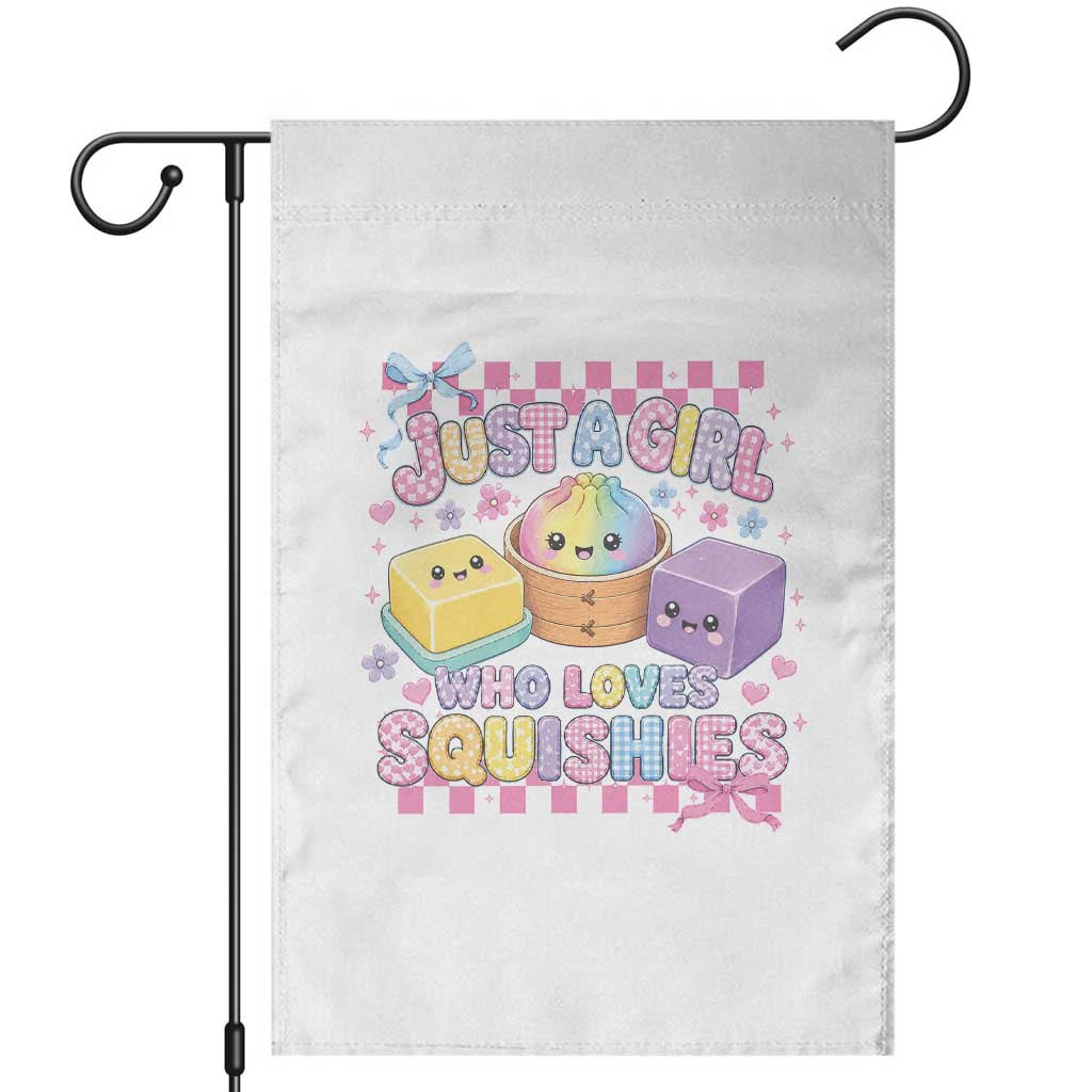 Just A Girl Who Loves Squishies Garden Flag Cute Kawaii Dumpling Graphic Coquette Bow Girls