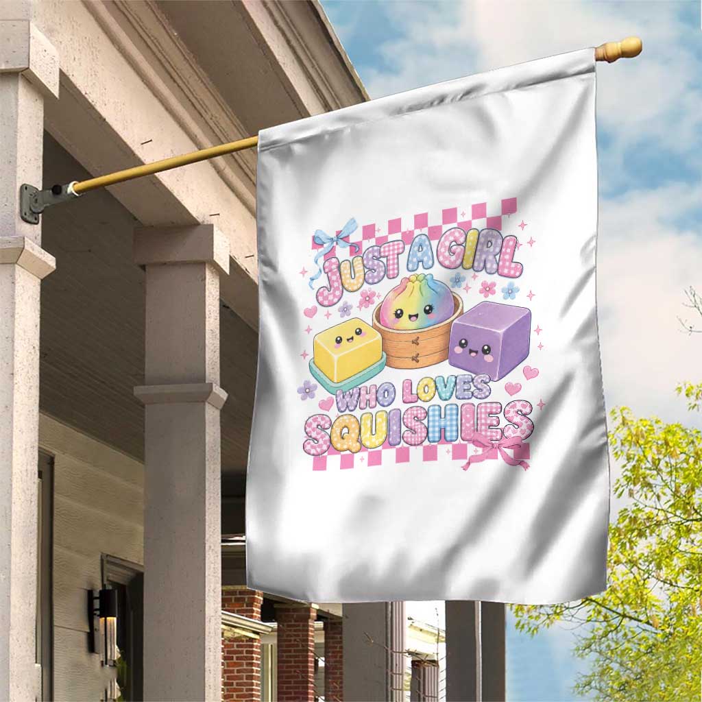 Just A Girl Who Loves Squishies Garden Flag Cute Kawaii Dumpling Graphic Coquette Bow Girls