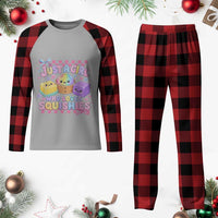 Just A Girl Who Loves Squishies Plaid Pajama Set Cute Kawaii Dumpling Graphic Coquette Bow Girls