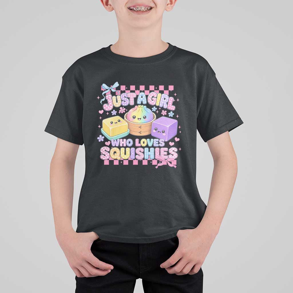 Just A Girl Who Loves Squishies T Shirt For Kid Cute Kawaii Dumpling Graphic Coquette Bow Girls