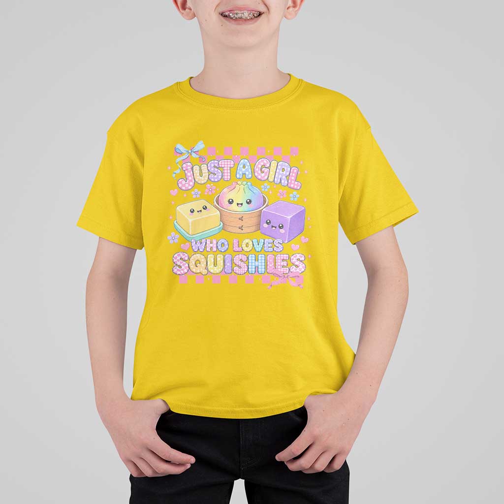 Just A Girl Who Loves Squishies T Shirt For Kid Cute Kawaii Dumpling Graphic Coquette Bow Girls