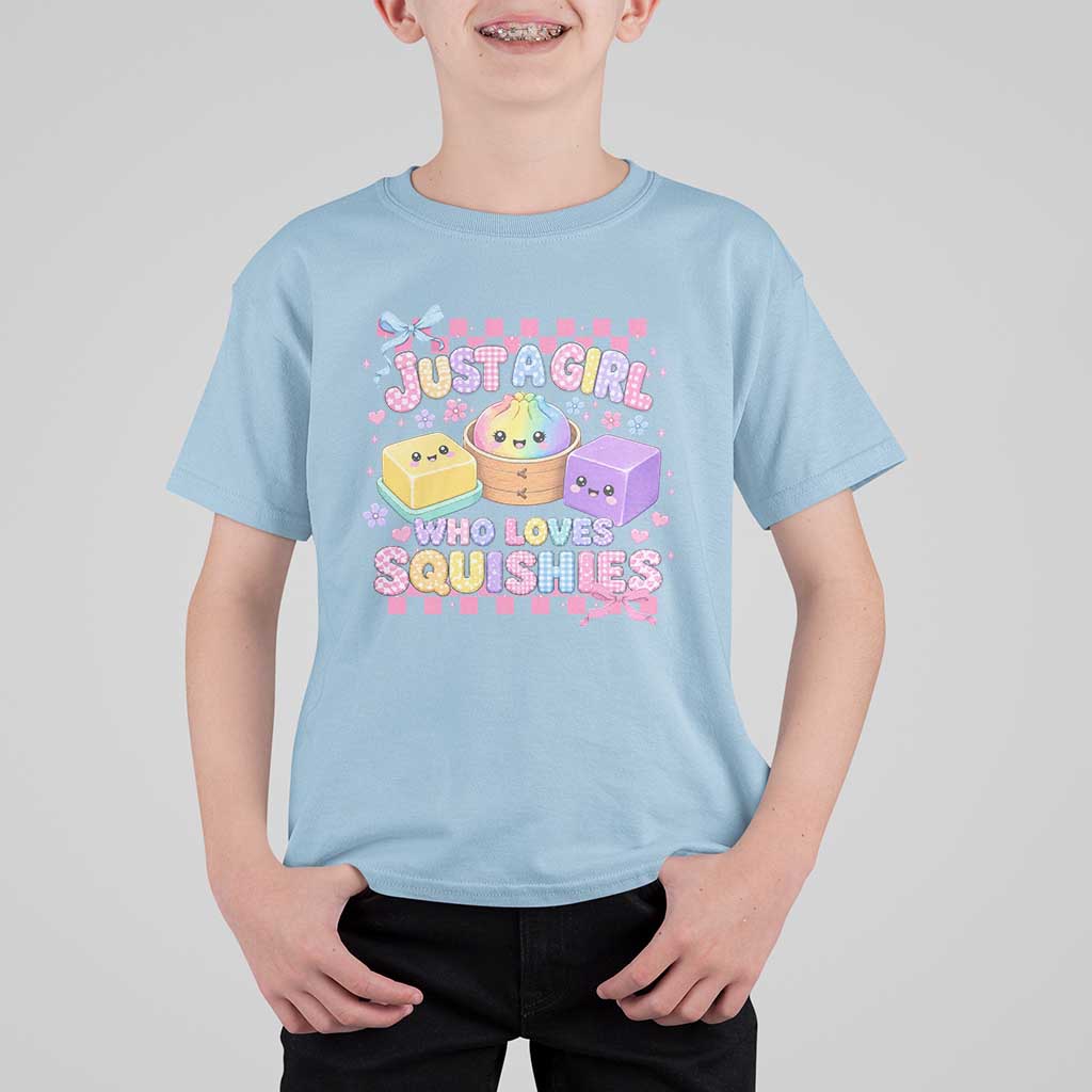 Just A Girl Who Loves Squishies T Shirt For Kid Cute Kawaii Dumpling Graphic Coquette Bow Girls