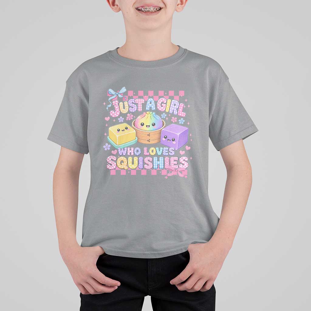 Just A Girl Who Loves Squishies T Shirt For Kid Cute Kawaii Dumpling Graphic Coquette Bow Girls