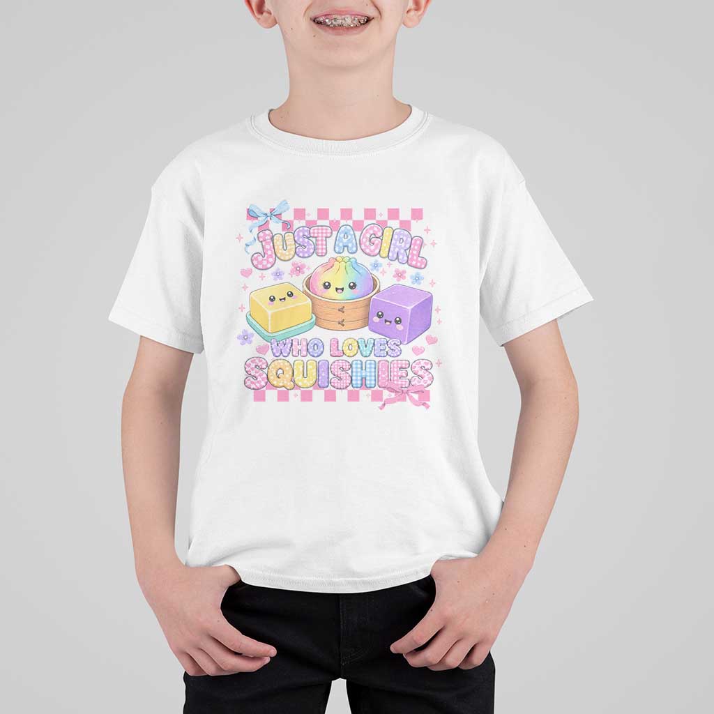 Just A Girl Who Loves Squishies T Shirt For Kid Cute Kawaii Dumpling Graphic Coquette Bow Girls
