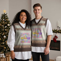 Just A Girl Who Loves Squishies V-Neck Knit Sweater Vest Cute Kawaii Dumpling Graphic Coquette Bow Girls