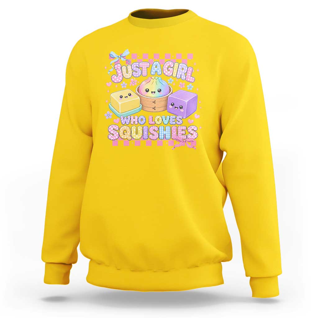 Just A Girl Who Loves Squishies Sweatshirt Cute Kawaii Dumpling Graphic Coquette Bow Girls