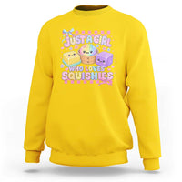 Just A Girl Who Loves Squishies Sweatshirt Cute Kawaii Dumpling Graphic Coquette Bow Girls