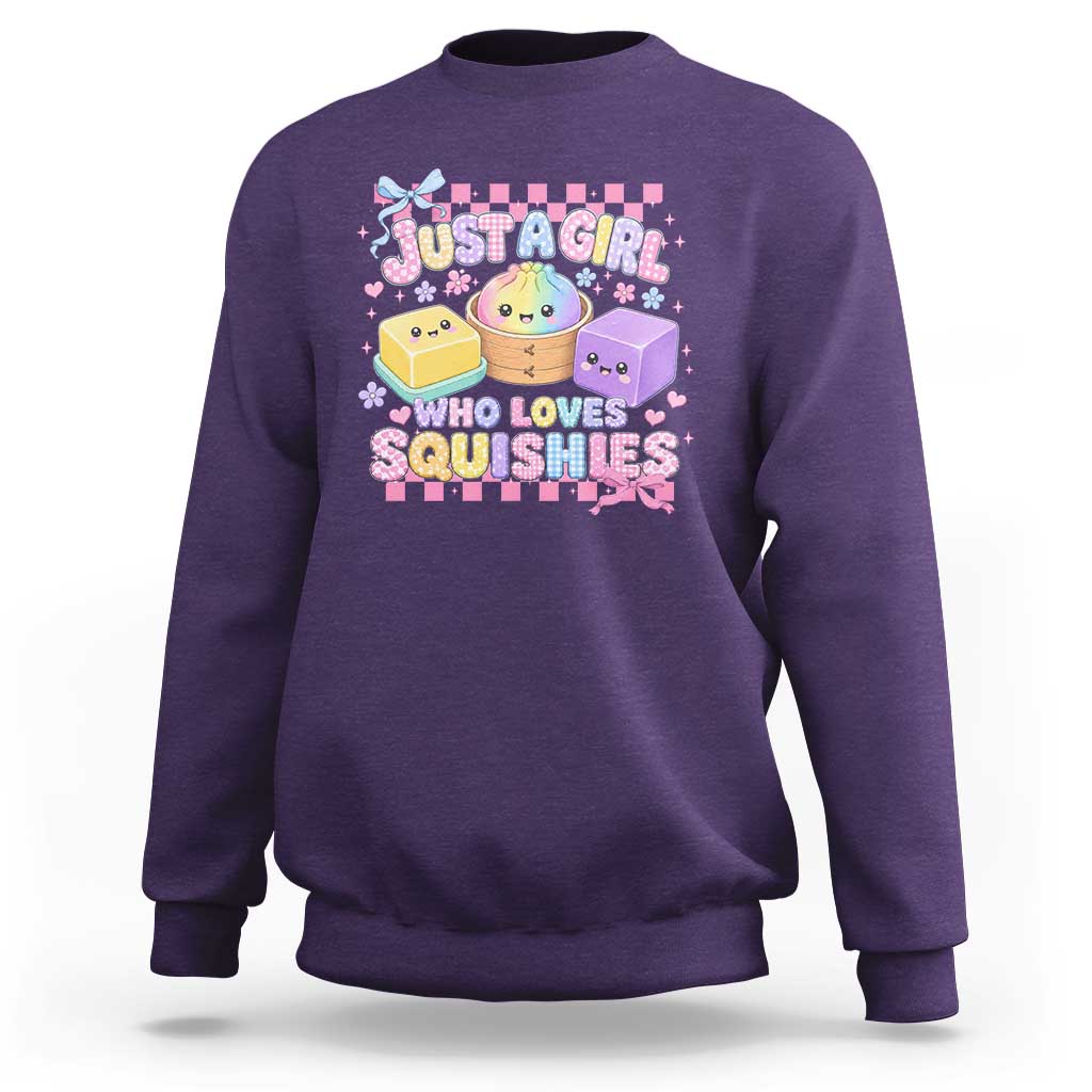 Just A Girl Who Loves Squishies Sweatshirt Cute Kawaii Dumpling Graphic Coquette Bow Girls