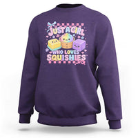 Just A Girl Who Loves Squishies Sweatshirt Cute Kawaii Dumpling Graphic Coquette Bow Girls