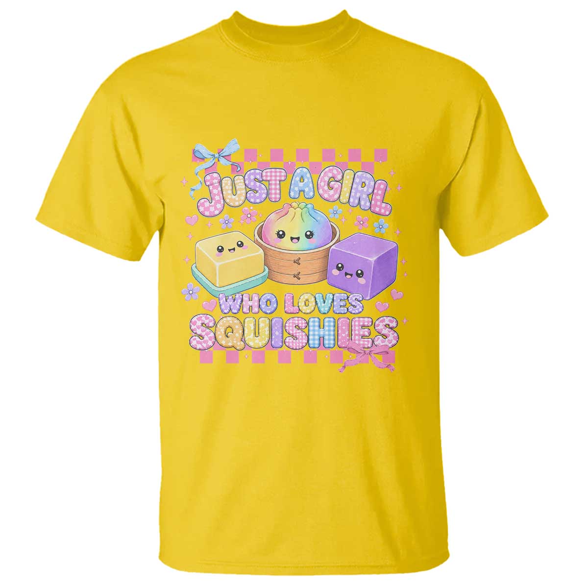 Just A Girl Who Loves Squishies T Shirt Cute Kawaii Dumpling Graphic Coquette Bow Girls
