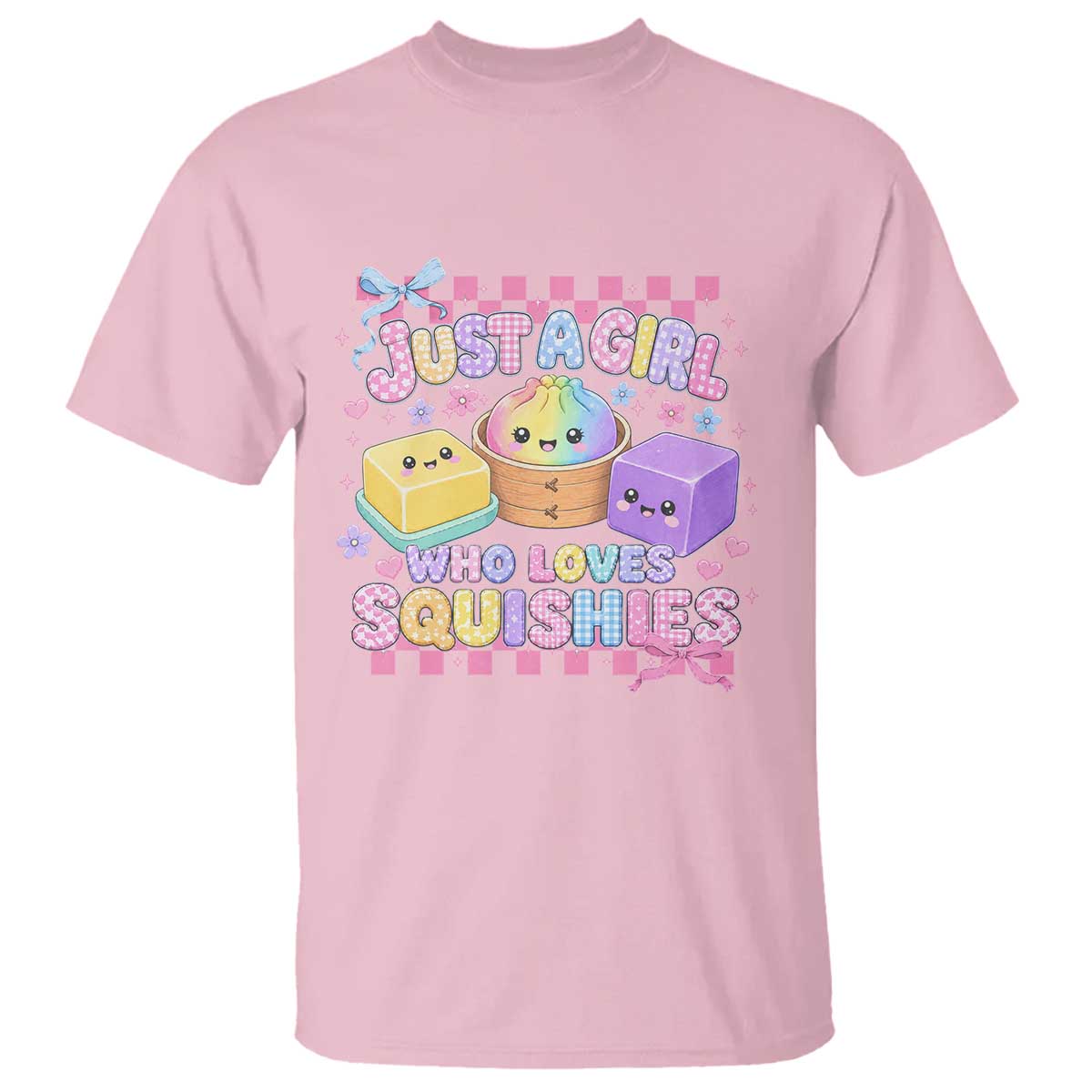 Just A Girl Who Loves Squishies T Shirt Cute Kawaii Dumpling Graphic Coquette Bow Girls
