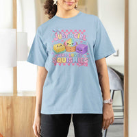 Just A Girl Who Loves Squishies T Shirt For Women Cute Kawaii Dumpling Graphic Coquette Bow Girls