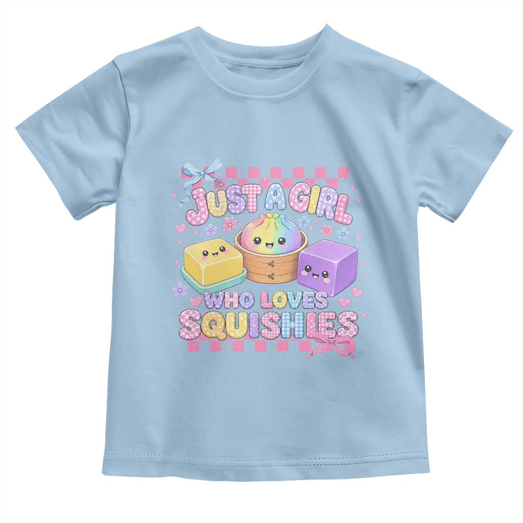 Just A Girl Who Loves Squishies Toddler T Shirt Cute Kawaii Dumpling Graphic Coquette Bow Girls