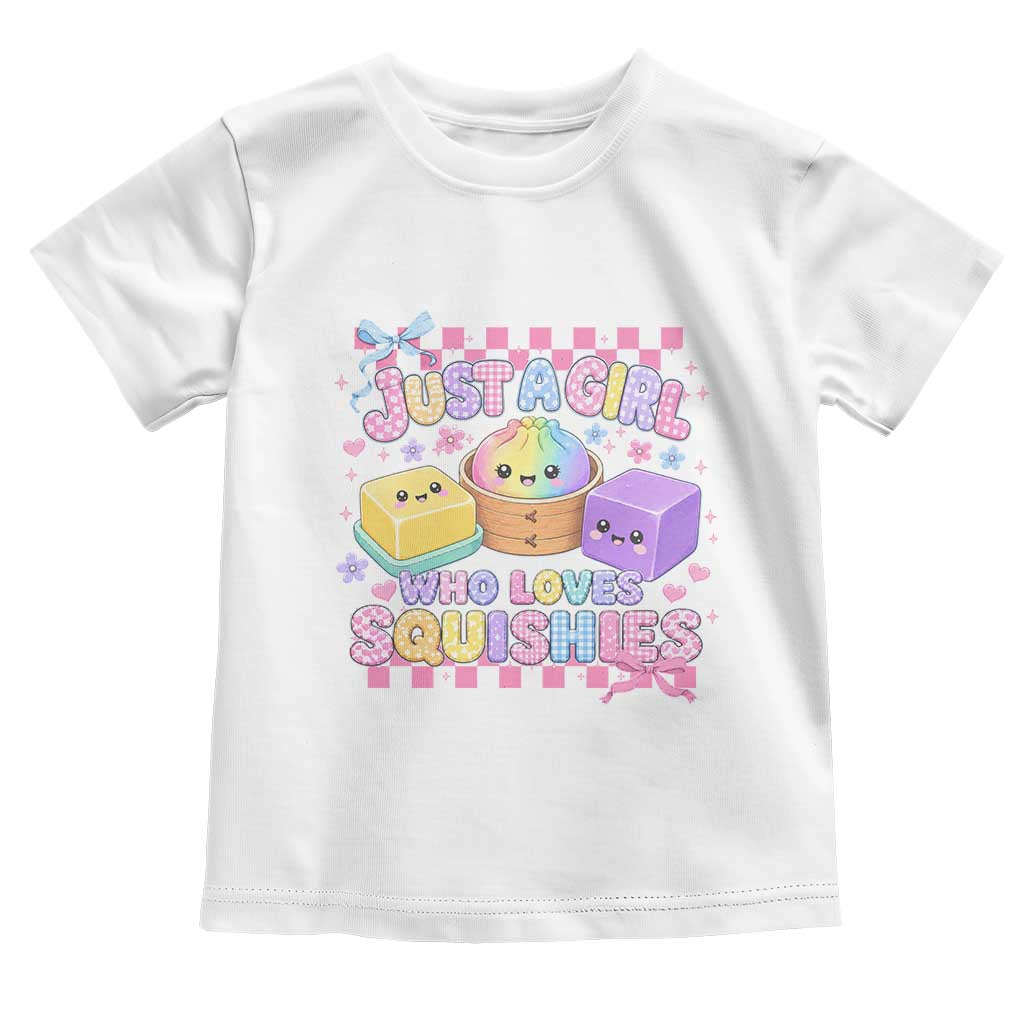 Just A Girl Who Loves Squishies Toddler T Shirt Cute Kawaii Dumpling Graphic Coquette Bow Girls
