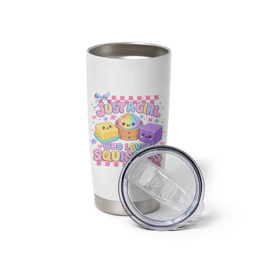 Just A Girl Who Loves Squishies Tumbler Cup Cute Kawaii Dumpling Graphic Coquette Bow Girls