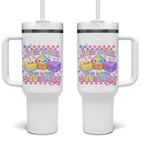 Just A Girl Who Loves Squishies Tumbler With Handle Cute Kawaii Dumpling Graphic Coquette Bow Girls