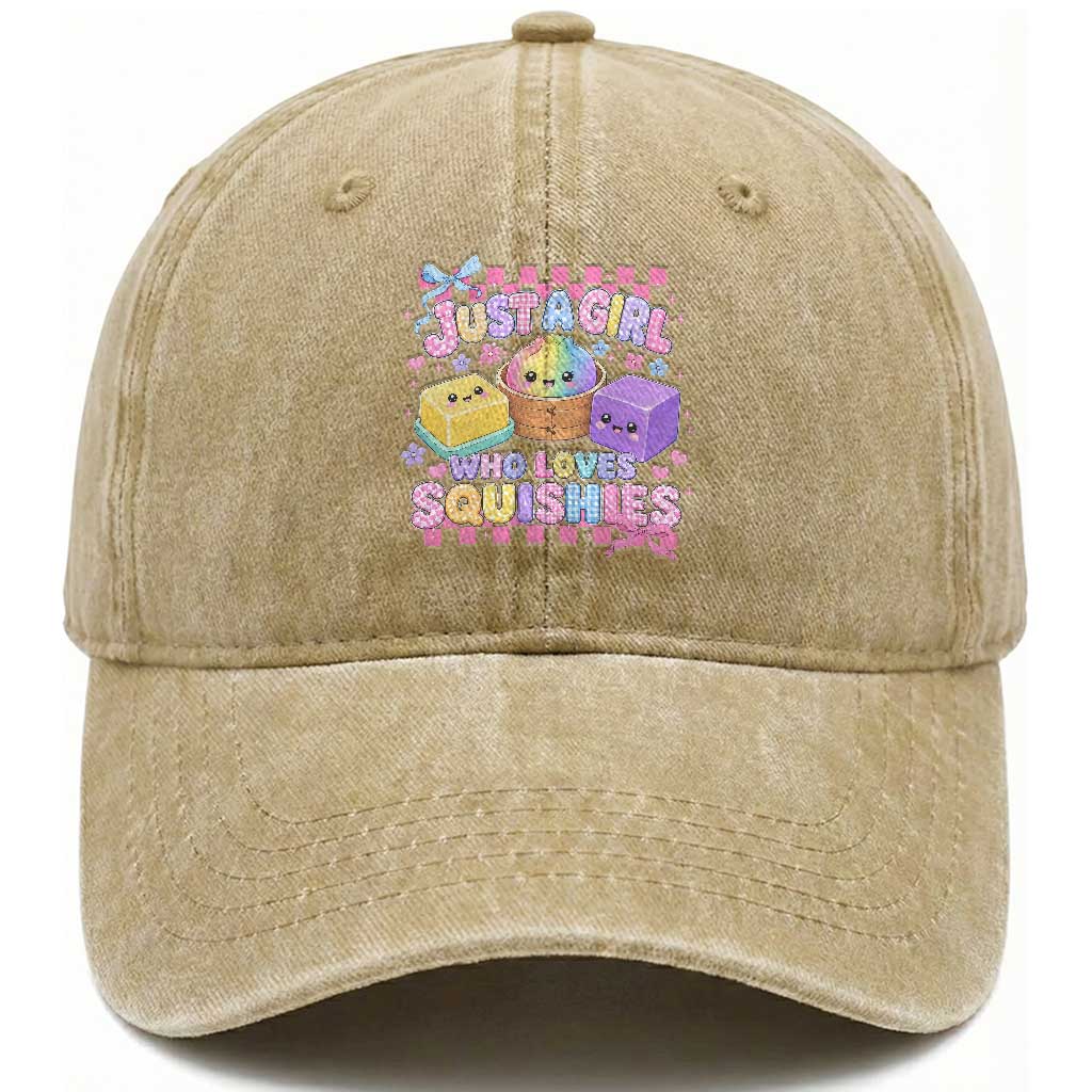 Just A Girl Who Loves Squishies Washed Cotton Baseball Cap Cute Kawaii Dumpling Graphic Coquette Bow Girls