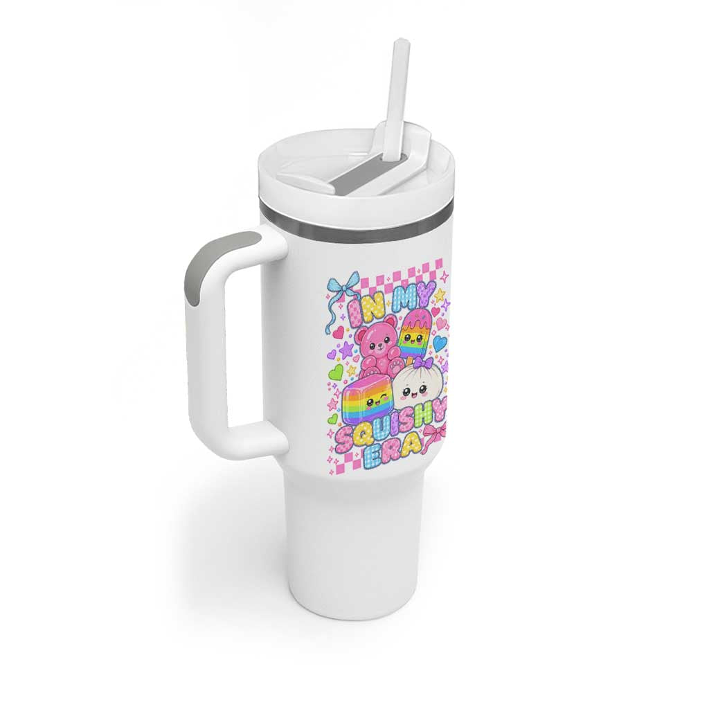 In My Squishy Era Tumbler With Handle Cute Kawaii Pastel Dumpling Graphic