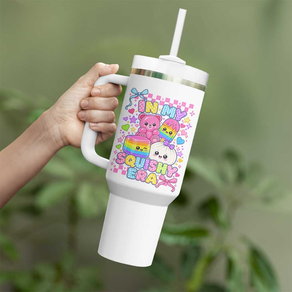 In My Squishy Era Tumbler With Handle Cute Kawaii Pastel Dumpling Graphic