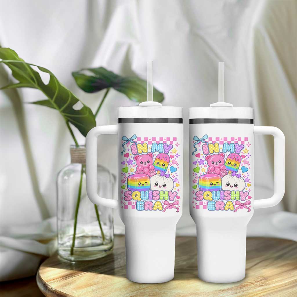 In My Squishy Era Tumbler With Handle Cute Kawaii Pastel Dumpling Graphic