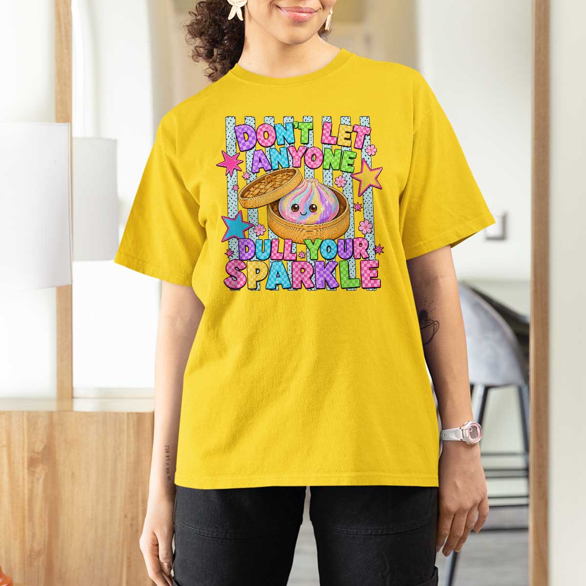 Squishy Lovers T Shirt For Women Dont Let Anyone Dull Your Sparkle Cute Rainbow Dumpling Graphic