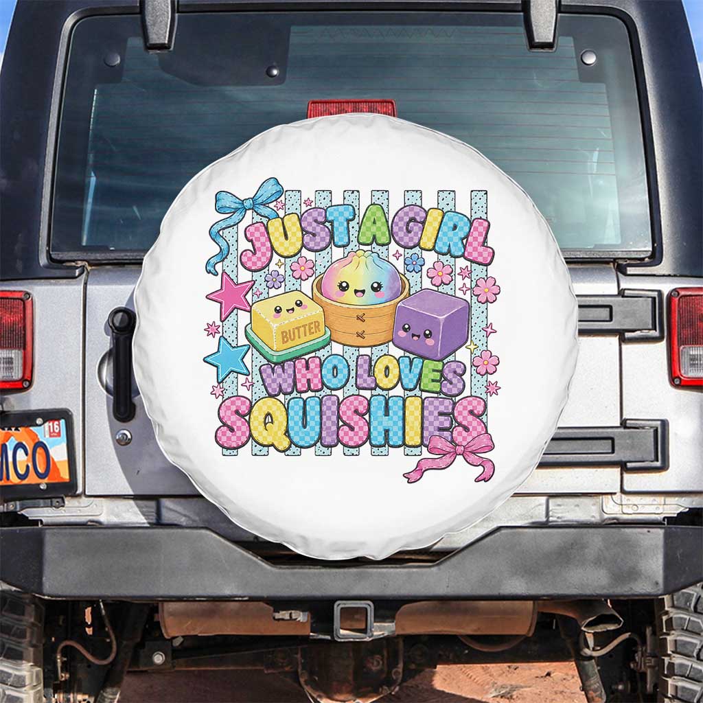 Just A Girl Who Loves Squishies Spare Tire Cover Cute Butter Dumpling Graphic Coquette Bow Girls
