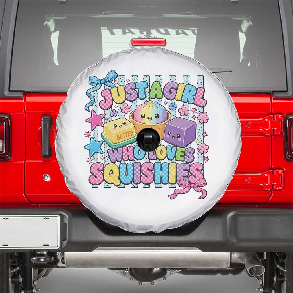 Just A Girl Who Loves Squishies Spare Tire Cover Cute Butter Dumpling Graphic Coquette Bow Girls
