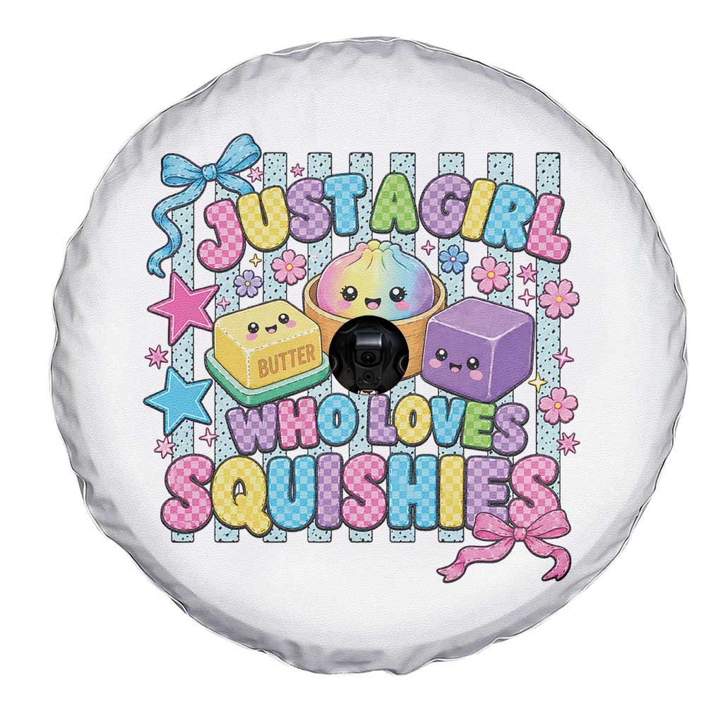 Just A Girl Who Loves Squishies Spare Tire Cover Cute Butter Dumpling Graphic Coquette Bow Girls
