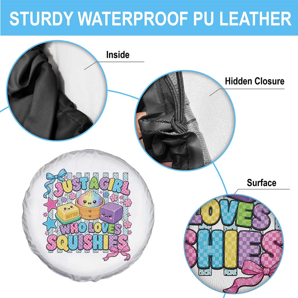 Just A Girl Who Loves Squishies Spare Tire Cover Cute Butter Dumpling Graphic Coquette Bow Girls