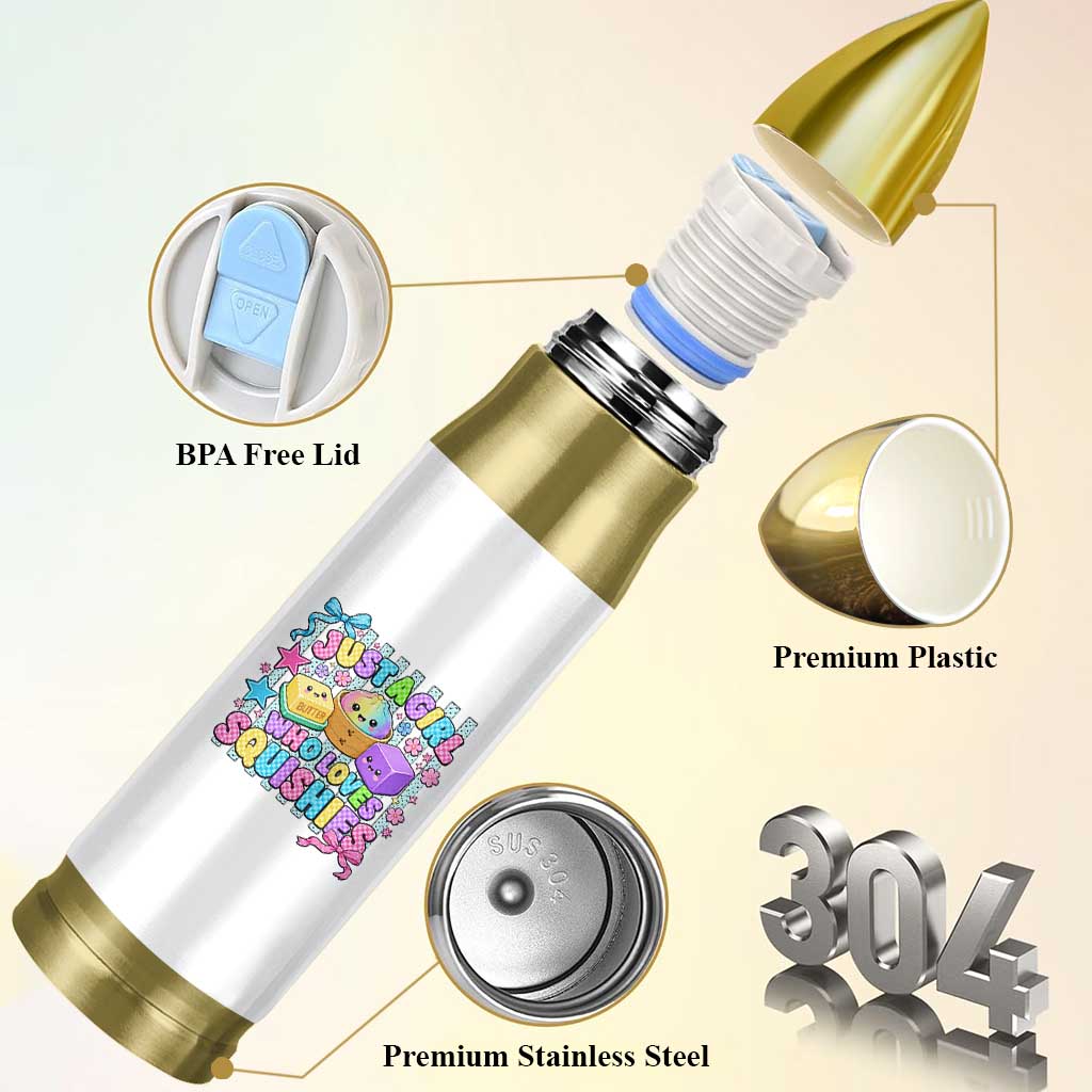 Just A Girl Who Loves Squishies Bullet Tumbler Cute Butter Dumpling Graphic Coquette Bow Girls