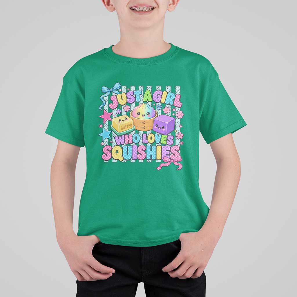Just A Girl Who Loves Squishies T Shirt For Kid Cute Butter Dumpling Graphic Coquette Bow Girls