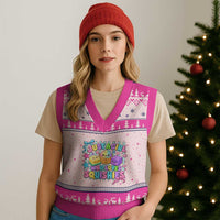 Just A Girl Who Loves Squishies V-Neck Knit Sweater Vest Cute Butter Dumpling Graphic Coquette Bow Girls