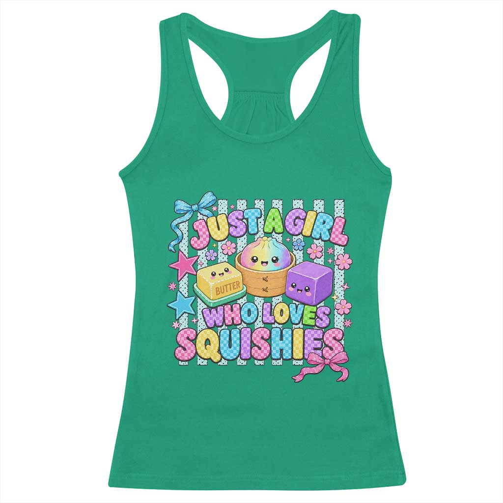 Just A Girl Who Loves Squishies Racerback Tank Top Cute Butter Dumpling Graphic Coquette Bow Girls
