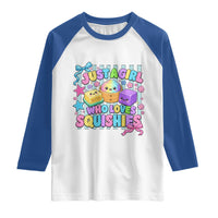 Just A Girl Who Loves Squishies Raglan Shirt Cute Butter Dumpling Graphic Coquette Bow Girls