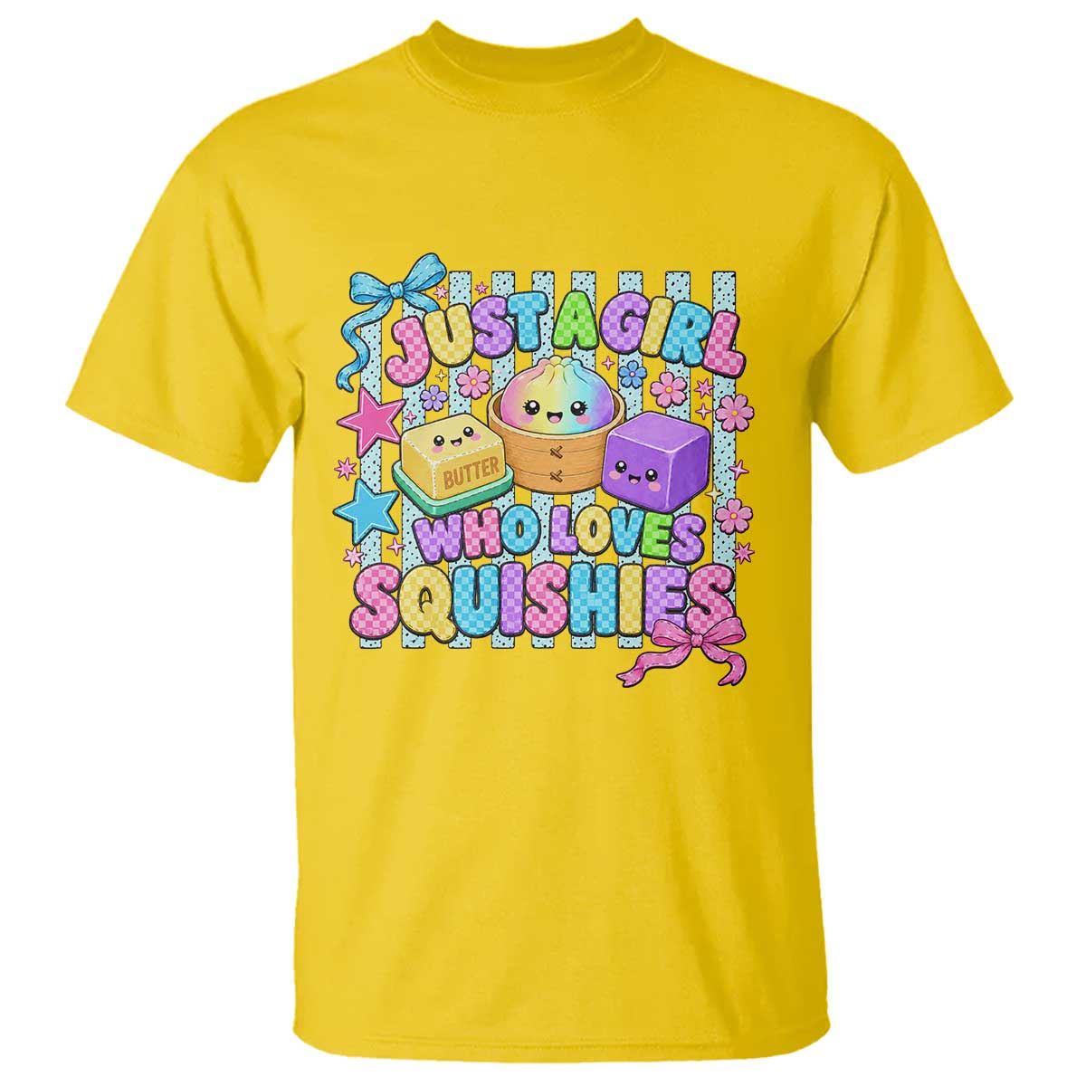 Just A Girl Who Loves Squishies T Shirt Cute Butter Dumpling Graphic Coquette Bow Girls