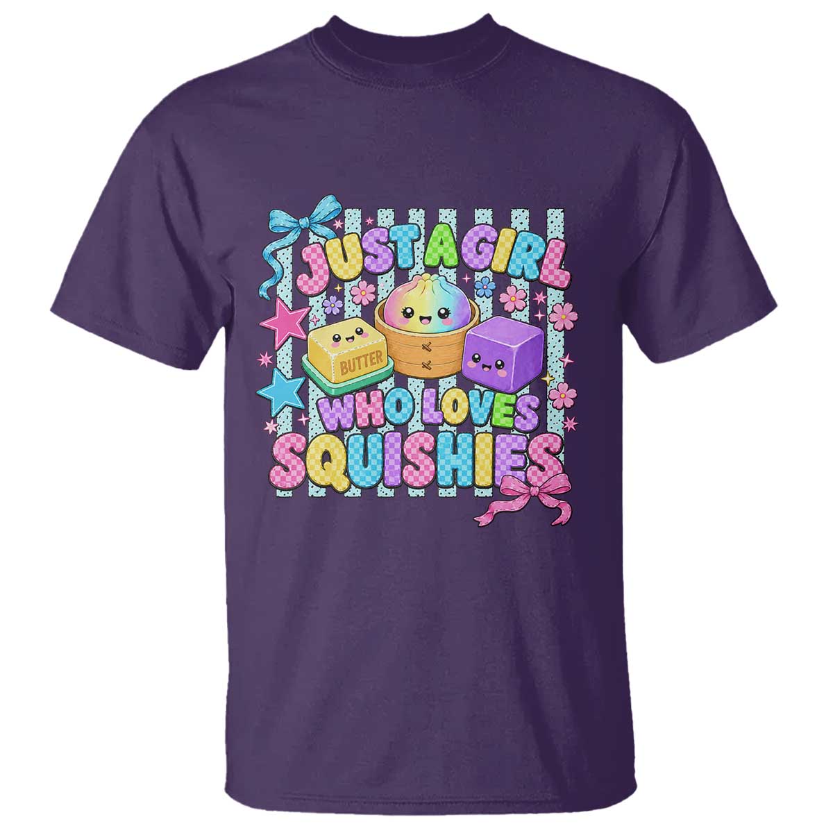 Just A Girl Who Loves Squishies T Shirt Cute Butter Dumpling Graphic Coquette Bow Girls