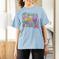Just A Girl Who Loves Squishies T Shirt For Women Cute Butter Dumpling Graphic Coquette Bow Girls